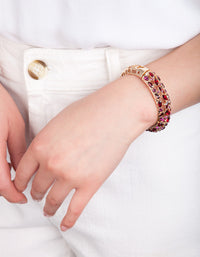 Gold Red Gem Cluster Bangle - link has visual effect only