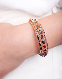 Gold Red Gem Cluster Bangle - link has visual effect only