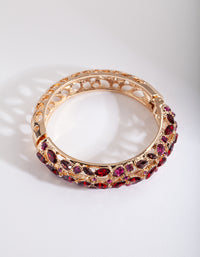 Gold Red Gem Cluster Bangle - link has visual effect only