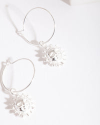 Sterling Silver Sun Charm Hoop Earrings - link has visual effect only