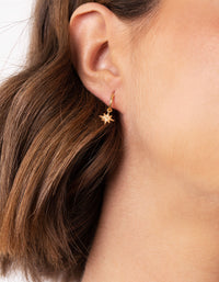 Gold Plated Sterling Silver Star Huggie Earrings - link has visual effect only