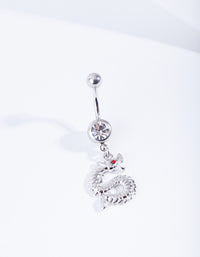 Silver Surgical Steel Diamante & Dragon Belly Bar - link has visual effect only