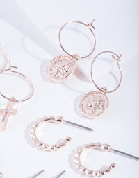 Rose Gold Medallion Mix Earring 6-Pack - link has visual effect only