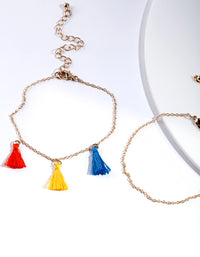 Gold Multi Coloured Tassel Bracelet 2 Pack - link has visual effect only