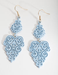 Blue Large Filigree Drop Earrings - link has visual effect only