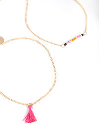 Gold Beaded Tassel Bracelet Pack - link has visual effect only