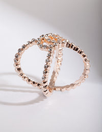 Rose Gold Diamante Cross Over Ring - link has visual effect only