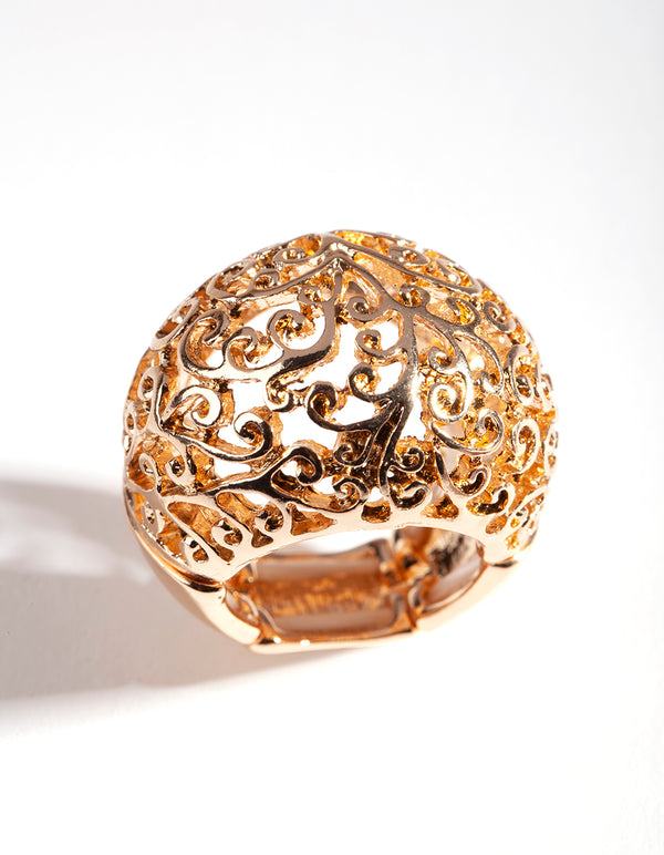 Gold Swirl Dome Metal Ring