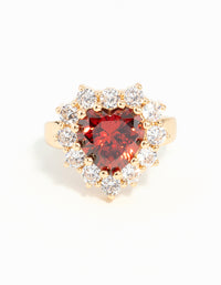 Gold Red Stone Heart Ring - link has visual effect only