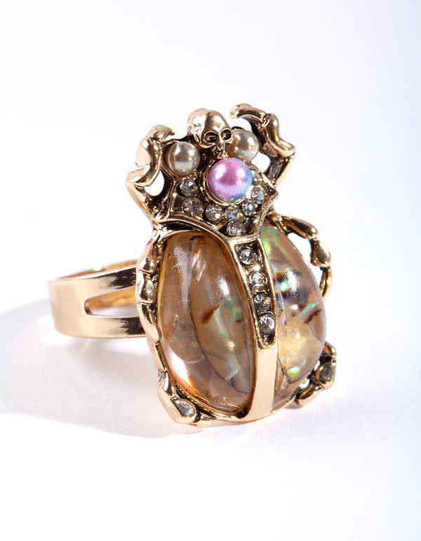 Antique Iridescent Bug Ring