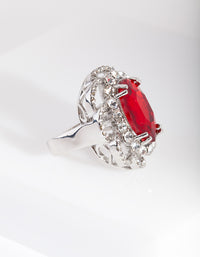 Silver Red Stone Statement Ring - link has visual effect only