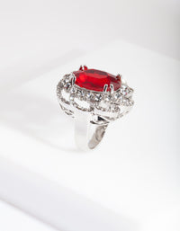 Silver Red Stone Statement Ring - link has visual effect only