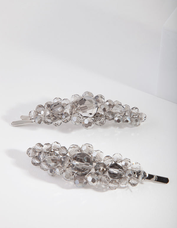 Grey Multi Size Bead Hair Slide Pack