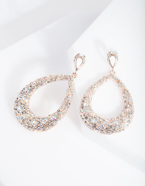 Rose Gold Statement Diamante Earrings