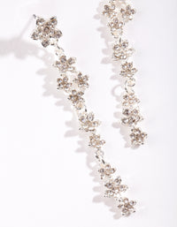 Silver Floral Diamante Drop Earrings - link has visual effect only