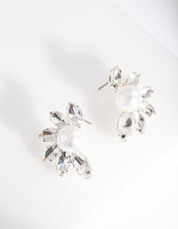 Silver Pearl Statement Stud Earrings - link has visual effect only