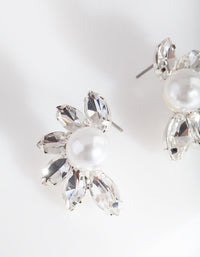 Silver Pearl Statement Stud Earrings - link has visual effect only