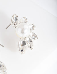 Silver Pearl Statement Stud Earrings - link has visual effect only