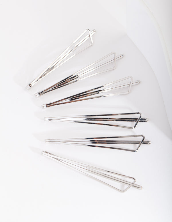 Silver Triangle Hair Slide 6-Pack