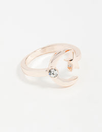 Rose Gold Open Moon Star Ring - link has visual effect only