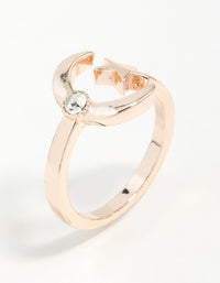 Rose Gold Open Moon Star Ring - link has visual effect only