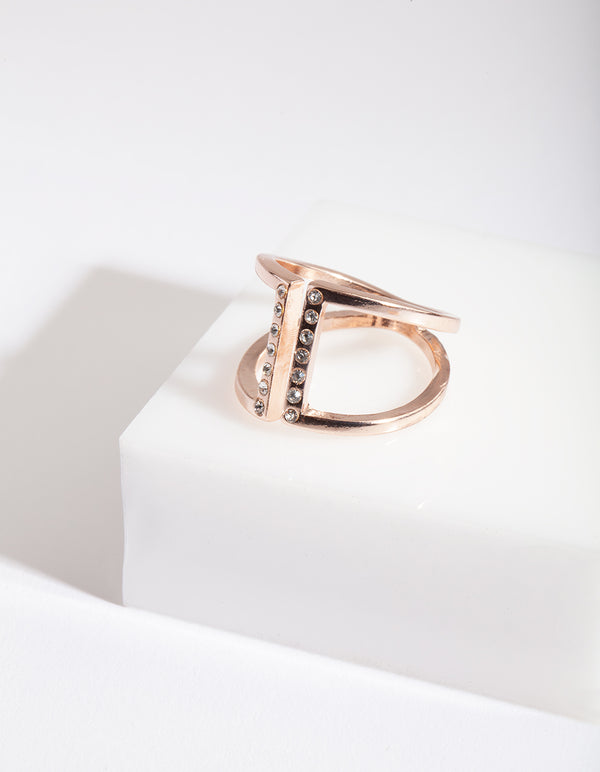 Rose Gold Open Diamante Ring