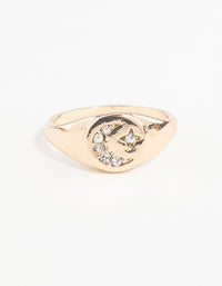 Gold Celestial Diamante Moon Ring - link has visual effect only