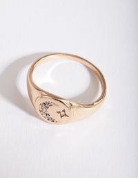 Gold Celestial Diamante Moon Ring - link has visual effect only