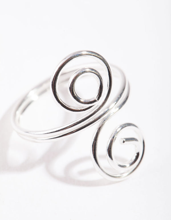 Silver Double End Swirl Ring