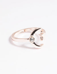 Rose Gold Open Moon Star Ring - link has visual effect only