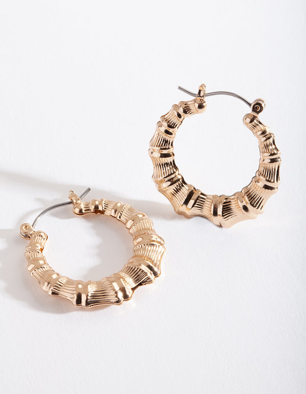 Gold Mini Bamboo Hoop Earrings