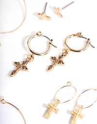 Gold Cross Hoop Earring Pack - link has visual effect only