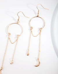 Gold Circle Crescent Circle Drop Earrings - link has visual effect only