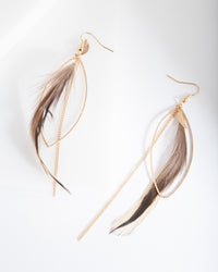 Brown Gold Feather Earrings - link has visual effect only