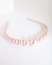 Silver Blush Pearl Graduated Ball Headband - link has visual effect only