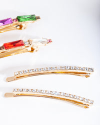 Gold Multi Crystal Hair Pin 4-Pack - link has visual effect only