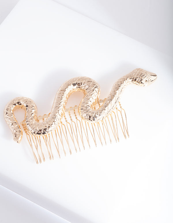 Gold Snake Hair Comb