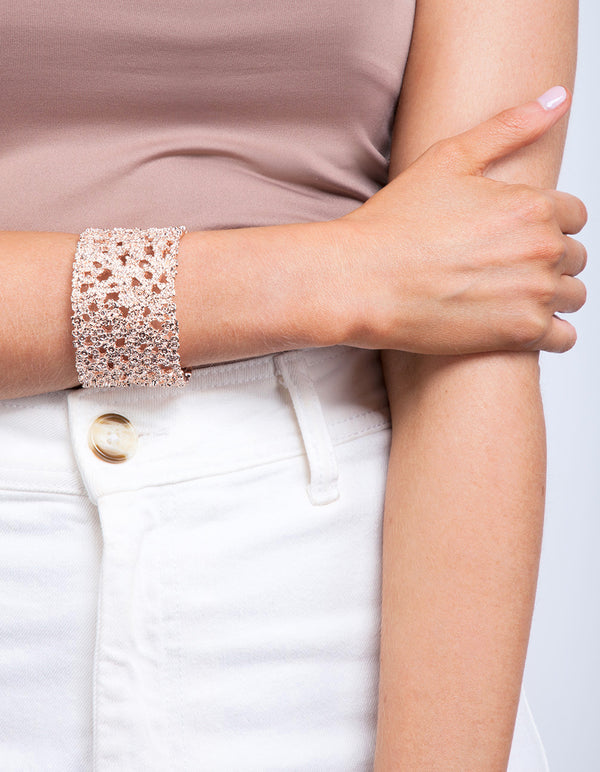 Rose Gold Crater Cuff Bracelet