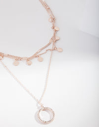 Rose Gold Disc & Circle Charm Layered Choker Necklace - link has visual effect only