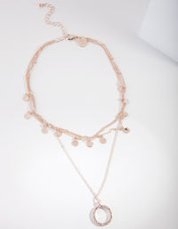 Rose Gold Disc & Circle Charm Layered Choker Necklace - link has visual effect only