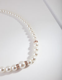 Rose Gold Diamante Disc Pearl Necklace - link has visual effect only