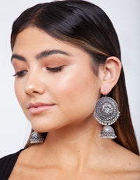 Antique Silver Detailed Earrings - link has visual effect only