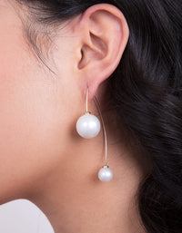 Gold Double Pearl Bead Earrings - link has visual effect only