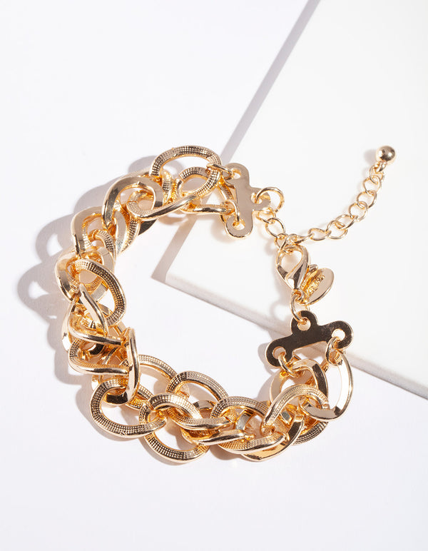 Gold Link Double Row Bracelet