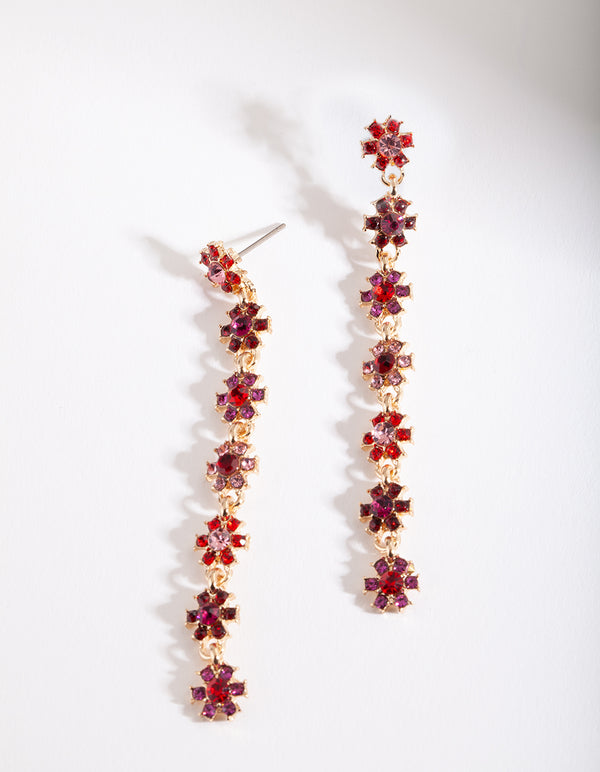 Red Daisy Chain Earrings