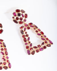 Red Gold Geometric Stone Earrings - link has visual effect only