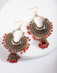 Antique Gold & Bead Tassel Drop Earrings - link has visual effect only