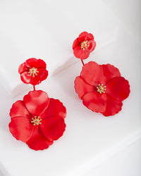 Red Flower Jacket Earrings - link has visual effect only