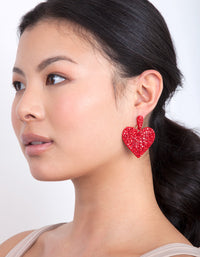 Red Diamante Statement Heart Earring - link has visual effect only