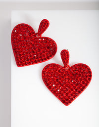 Red Diamante Statement Heart Earring - link has visual effect only